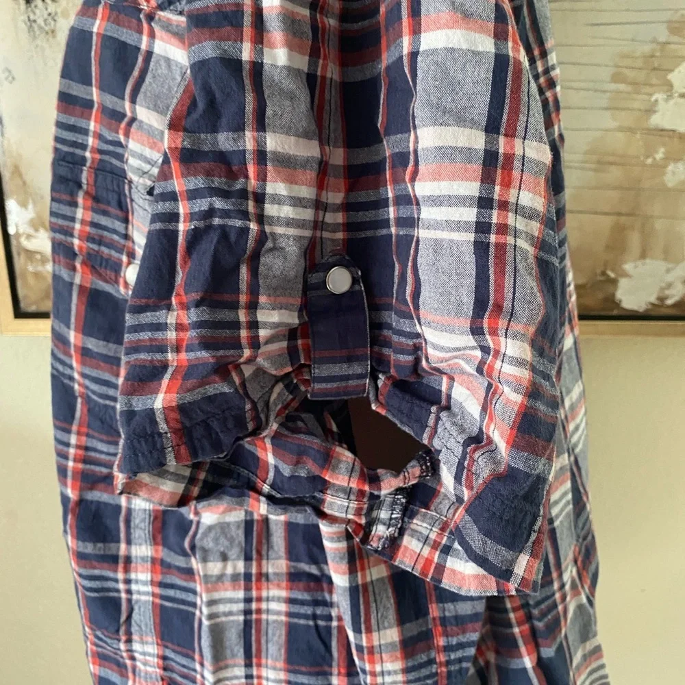 Ellos short sleeve plaid button down top size 3X 100% cotton- - Picture 5 of 7